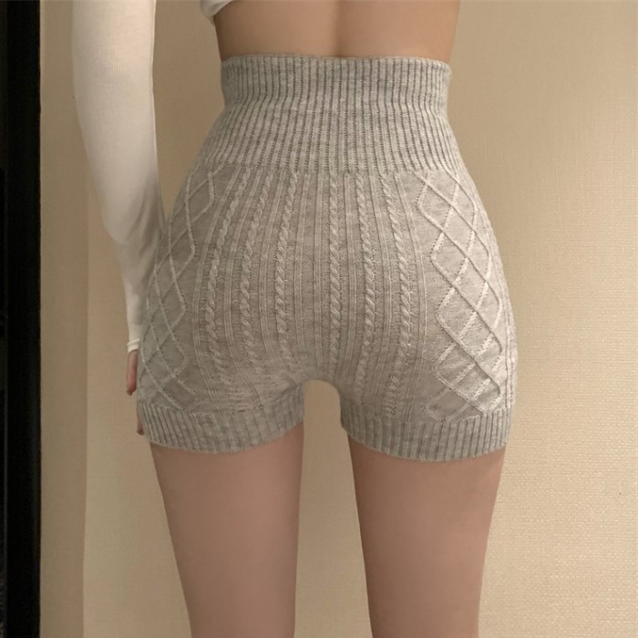 Quần legging dệt kim cho nữ, phong cách mới xuân thu, quần short mặc, cạp cao, giảm béo, quần