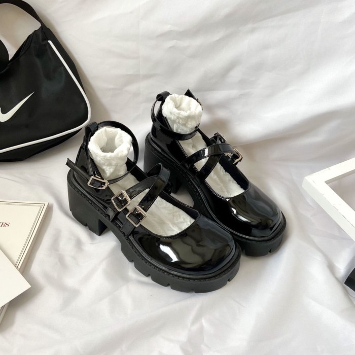 Giày đế dày muffin mary jane lolita giày da nhỏ nữ jk giày tăng chiều cao đại học
