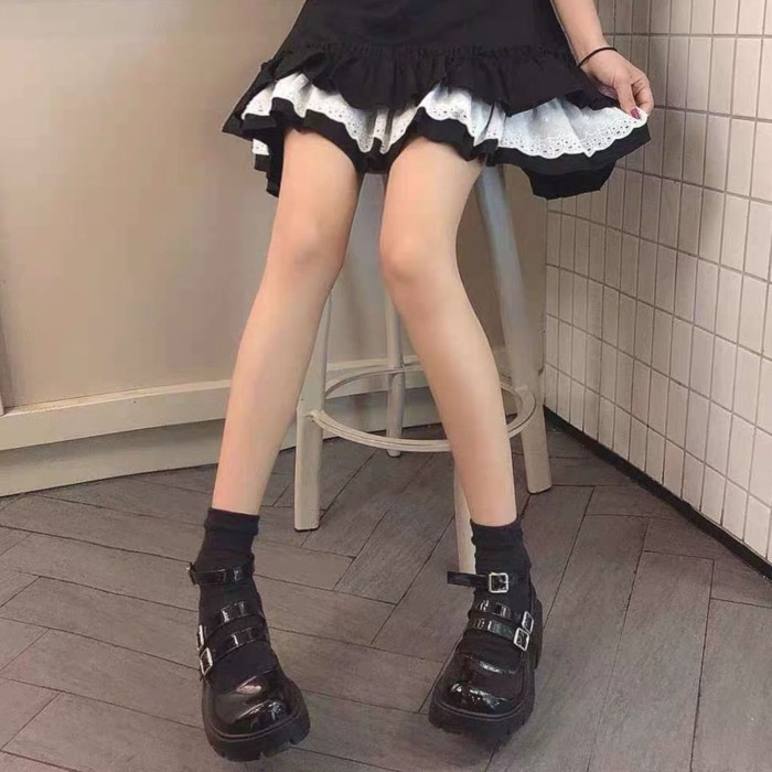 Giày đế dày muffin mary jane lolita giày da nhỏ nữ jk giày tăng chiều cao đại học