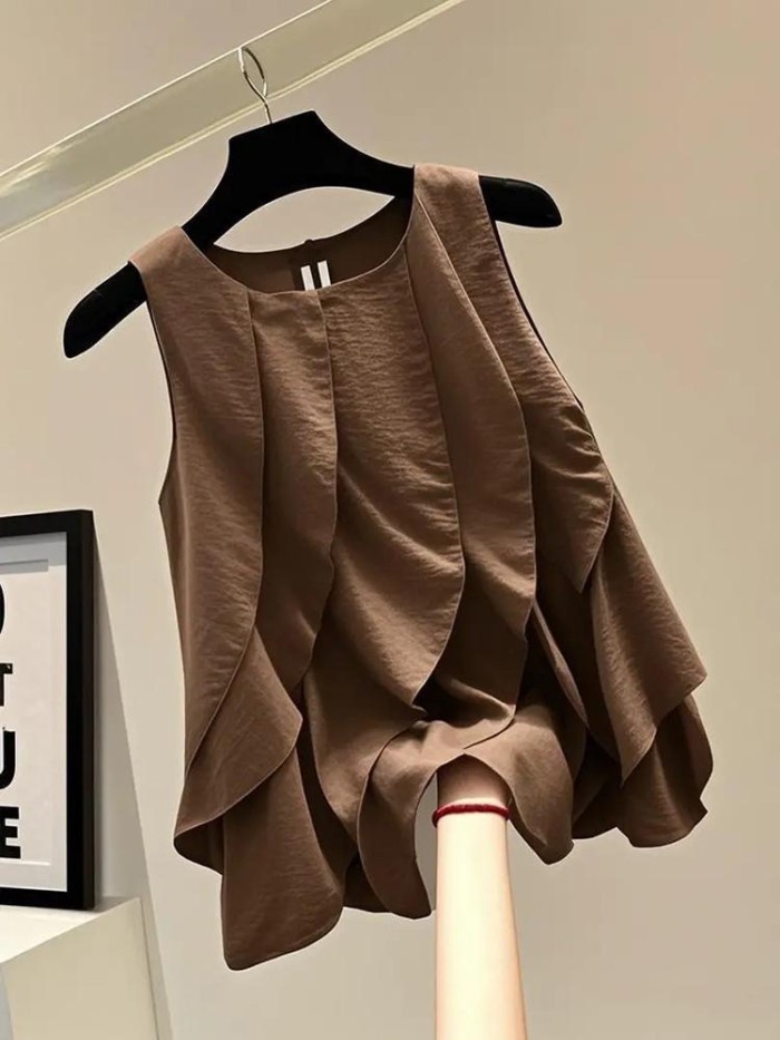 Áo vest không tay xù thiết kế phong cách Hàn Quốc dành cho nữ mùa hè kiểu dáng mới dáng rộng