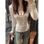 Ngọt Ngào Hot Girl Henry Cổ Áo Trắng Dài Tay Nữ Nguyên Chất Desire Đáy Áo Sơ Mi Ôm Eo Top
