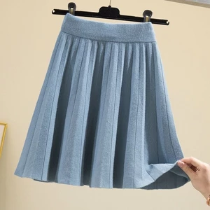 kumikumi eo co giãn váy ôm váy chữ A dệt kim váy xếp li nữ váy ngắn