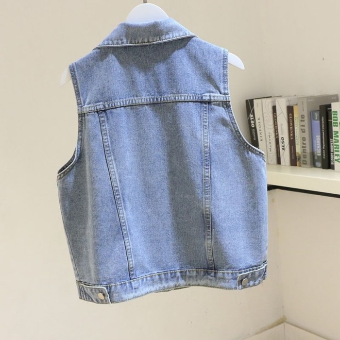 màu xanh gừng nhạt dành cho nữ mới phong cách Hàn Quốc đa năng áo vest không tay vest ngắn áo gh