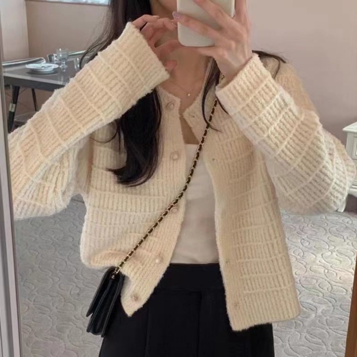 Áo khoác len ngắn chất lượng Xiaoxiang của phụ nữ đầu mùa xuân áo len cardigan hàng đầu