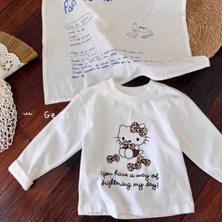 Áo thun dài tay trẻ em mùa xuân thu phong cách mới bé trai và bé gái hoạt hình áo cotton bé thườ
