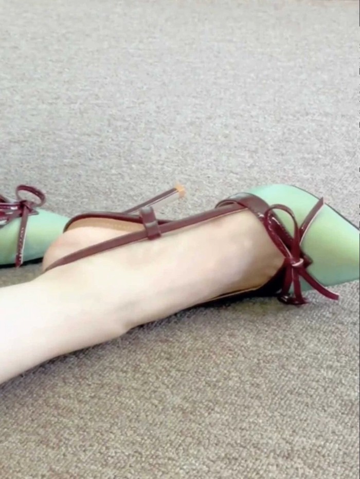Giày sandal thắt nơ thẳng cho nữ có gót nhọn và váy, giày cao gót tuyệt đẹp