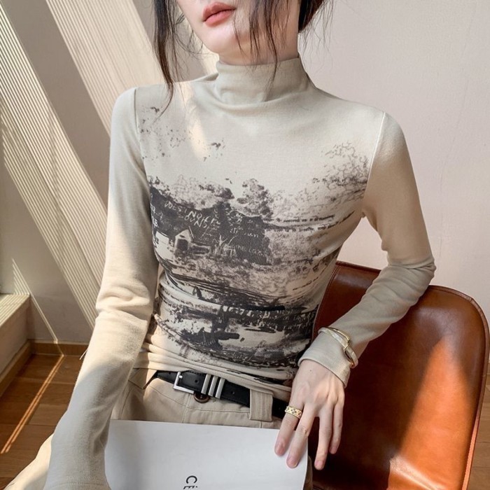 Áo thun dài tay cổ cao xẻ tà, slim fit, sang trọng, ấm áp, đáy nhung Đức, áo thun đơn giản