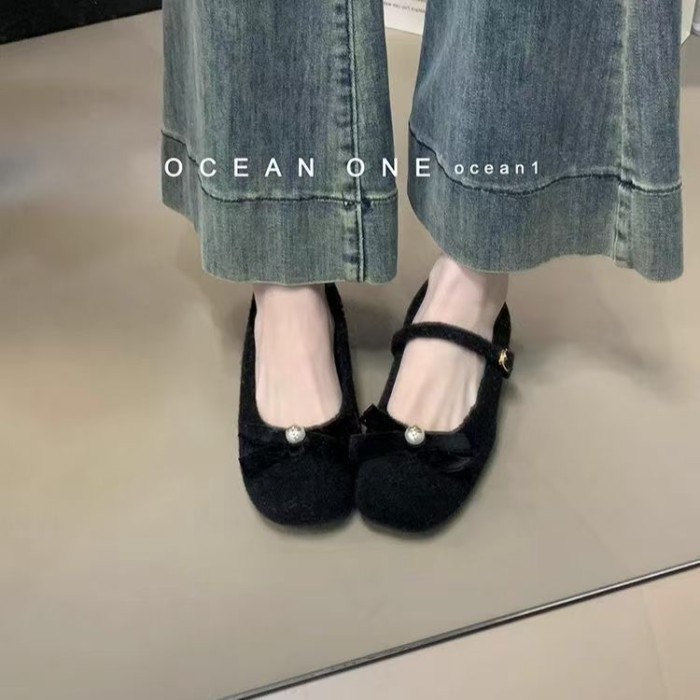 Giày ngọc trai nơ tăng chiều cao bên trong Gentle Mary Jane dành cho nữ