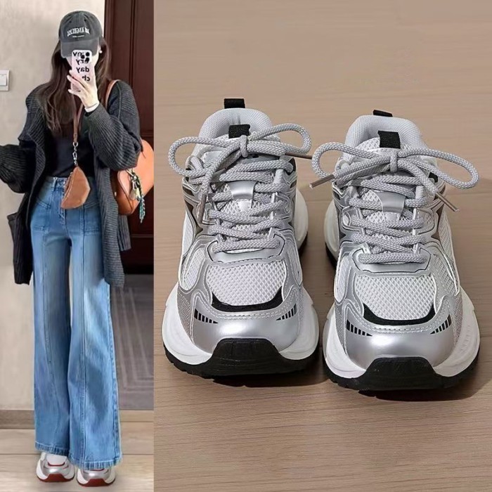 Giày bố siêu nhẹ cho nữ, giày trắng đế dày để chạy bộ