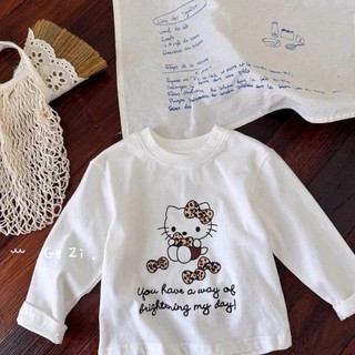 Áo thun dài tay trẻ em mùa xuân thu phong cách mới bé trai và bé gái hoạt hình áo cotton bé thườ