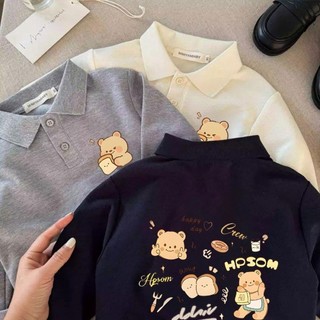 Áo thun Polo dài tay, áo phông, áo đáy mỏng, áo thun xinh xắn cho bé trai và bé gái