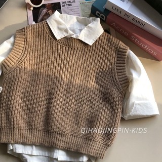Áo vest trẻ em áo thun màu trơn áo vest dệt kim không tay