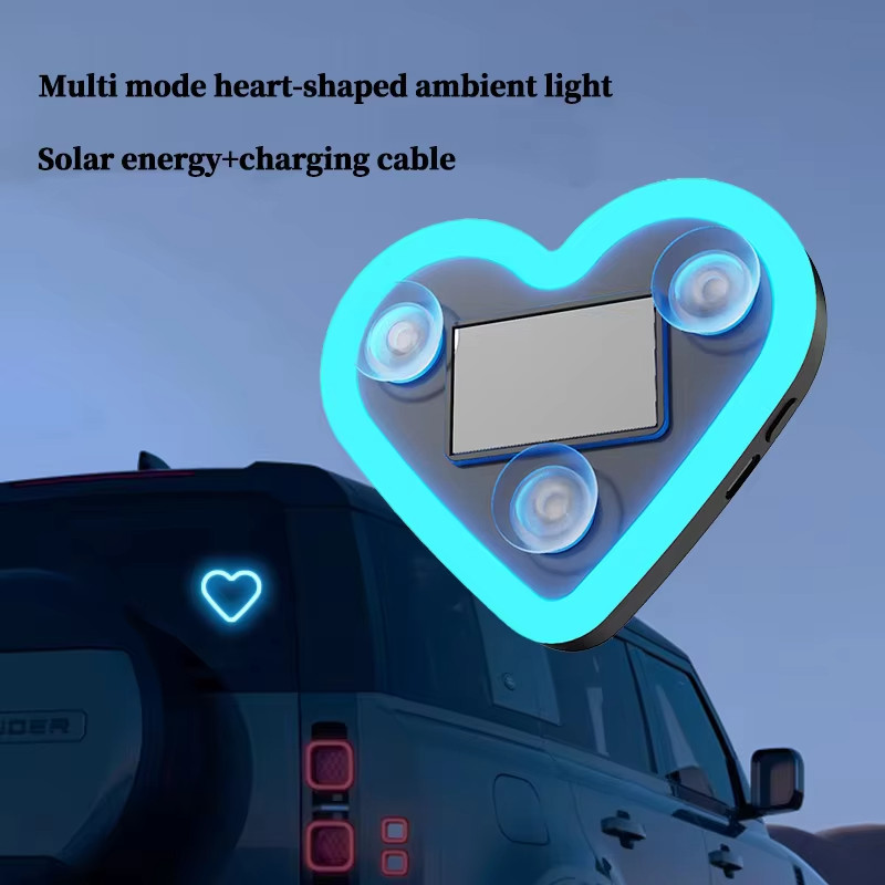 2 Chiếc Sáng Tạo Bằng Năng Lượng Mặt Trời LED Hình Trái Tim Đèn Cửa Sổ Nội Thất Ô Tô Hình Trái Tim Neon Ánh Sáng Xung Quanh Ánh Sáng Cho Xe Trang Trí Nội Thất