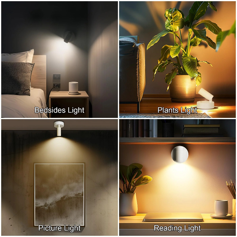 Tuổi thọ pin 8H Đèn cảm ứng có điều khiển từ xa Từ tính 3 màu Cảm biến chuyển động thông minh Đèn ngủ Đèn tường RGB có thể sạc lại cho trang trí chiếu sáng gia đình