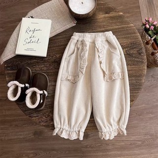 Quần nhung bé gái phong cách thu đông, quần nhung kiểu mới