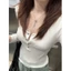 Ngọt Ngào Hot Girl Henry Cổ Áo Trắng Dài Tay Nữ Nguyên Chất Desire Đáy Áo Sơ Mi Ôm Eo Top