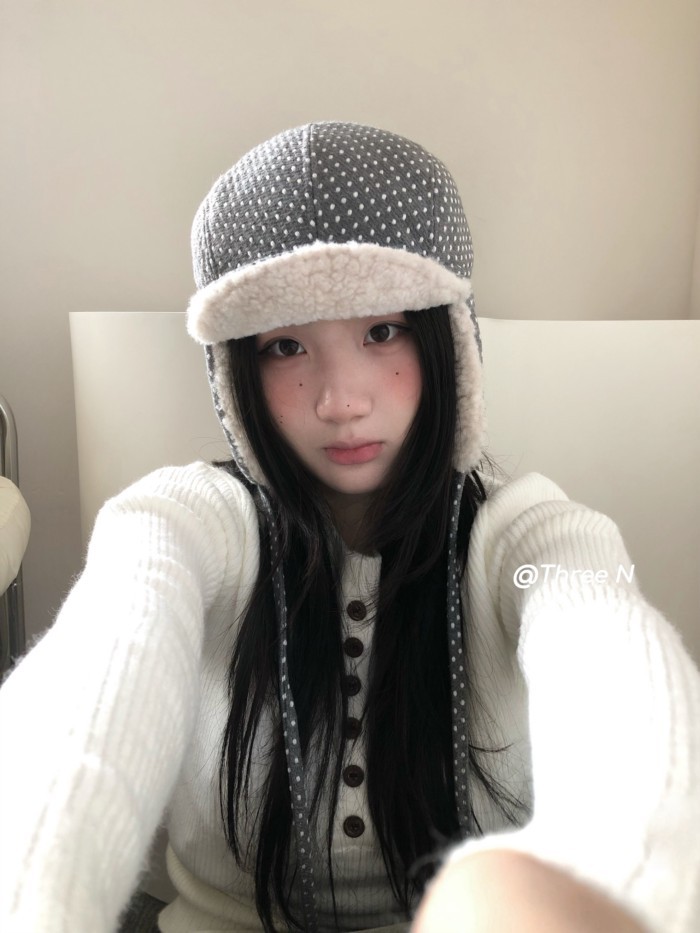 Mũ bảo vệ tai chấm bi phong cách Hàn Quốc, ấm áp chống gió cho nữ