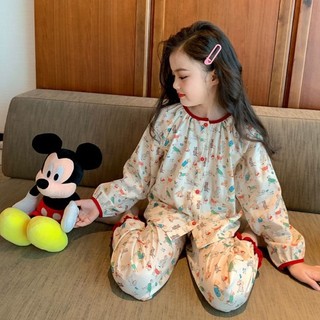 Bé gái phong cách mục vụ ở nhà Bộ quần áo mùa xuân và mùa thu quần dài tay mới trẻ em bé bé g