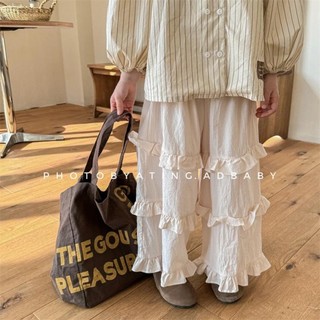 Quần ren chín điểm Hàn Quốc cho bé trai và bé gái, quần ống rộng cotton đa năng thoải mái cho bé mù