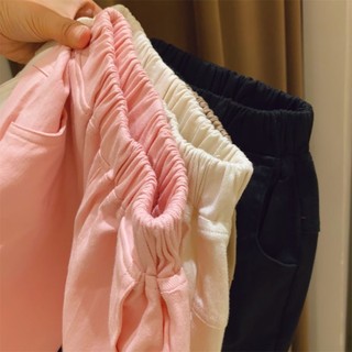 Phiên bản rộng màu trơn cho bé trai và bé gái, quần ống túm đơn giản và đa năng, quần ống rộn