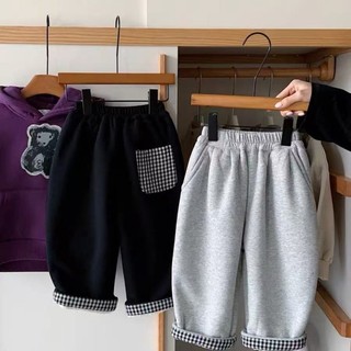 Quần nhung một mảnh dày mùa đông cho bé trai và bé gái, quần thể thao nhung thẳng phong cách mới ch