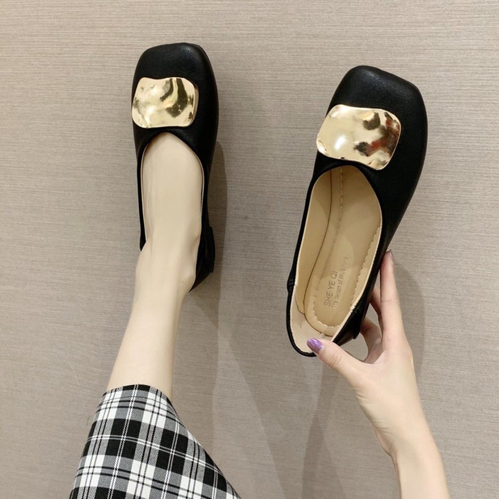 Giày mũi vuông, giày đế bệt nữ, giày lười đế mềm đế mềm