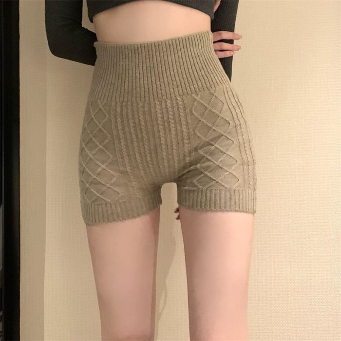 Quần legging dệt kim cho nữ, phong cách mới xuân thu, quần short mặc, cạp cao, giảm béo, quần