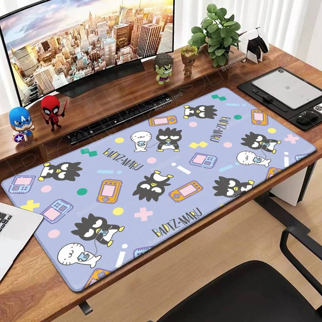 Kawaii Đen Chim Cánh Cụt Chuột Miếng Lót PC Anime Bad Badtz Maru Bàn Phím Thảm Laptop Chơi Game Phụ Kiện Mousepad Cao Su Trang Trí Bàn Thảm