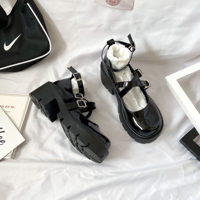 Giày đế dày muffin mary jane lolita giày da nhỏ nữ jk giày tăng chiều cao đại học