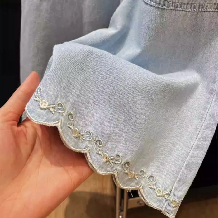 Quần Denim Chín Điểm Thời Trang Và Đa Năng Cho Nữ Mùa Hè Mới Phong Cách Hàn Quốc Ren Bé Viền
