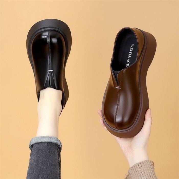 Giày loafer nữ đế dày đế dày đi làm giày lười da nhỏ