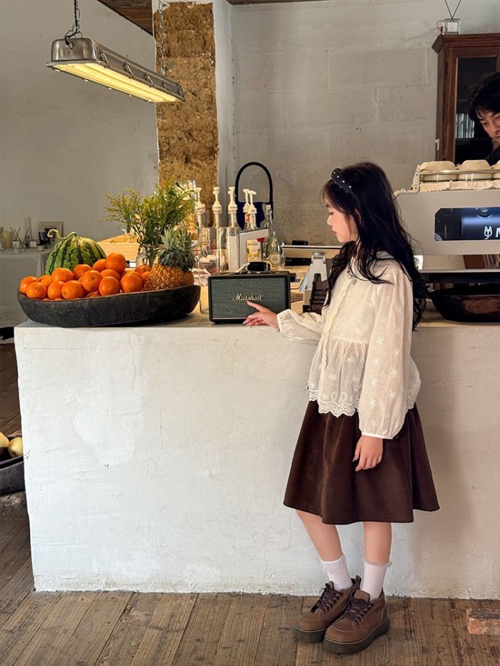 Váy Bé Gái Xuân Thu Váy Ngắn Mới Trẻ Em Váy Sáp Mềm Retro Váy Chữ A Hợp Thời Trang