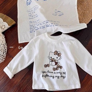 Áo thun dài tay trẻ em mùa xuân thu phong cách mới bé trai và bé gái hoạt hình áo cotton bé thườ
