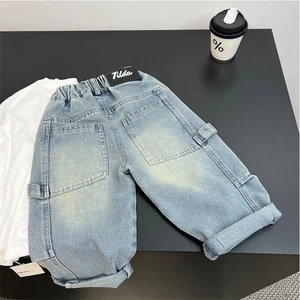Quần Jeans Bé Trai Mùa Thu Mới Phong Cách Hàn Quốc Dáng Rộng Bé Trai Scimitar Quần Cá Tính Nố