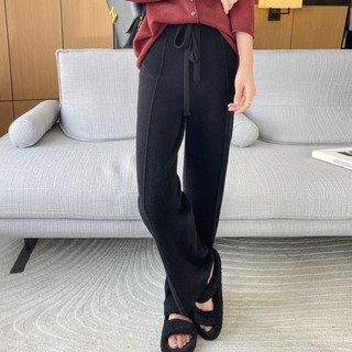 Quần ống rộng dệt kim cao cấp, phong cách mới hot mùa thu đông quần dài xếp nếp dày dặn