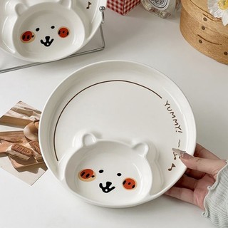 Tấm bánh bao sáng tạo Tấm gốm dễ thương Tấm đóng gói tròn chịu nhiệt độ cao