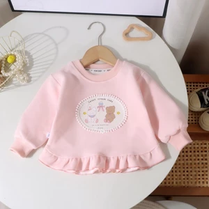 Áo Len Bé Gái Xuân Thu Phong Cách Hàn Quốc Mới In Hình Phong Cách Hoạt Hình Áo Lá Sen Đáy Cổ Trò