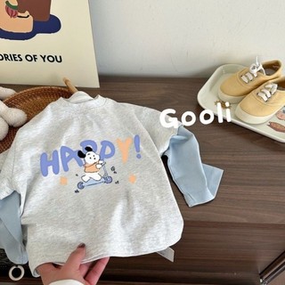 Áo đáy quần cho bé trai và bé gái, áo dài tay giả cổ tròn cotton nguyên chất