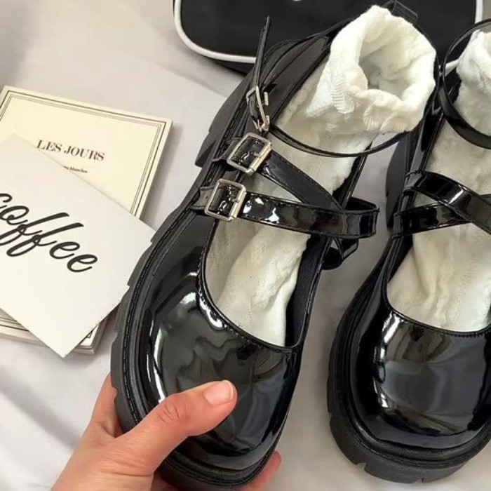 Giày đế dày muffin mary jane lolita giày da nhỏ nữ jk giày tăng chiều cao đại học