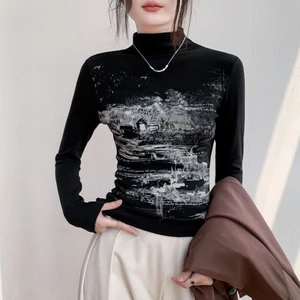 Áo thun dài tay cổ cao xẻ tà, slim fit, sang trọng, ấm áp, đáy nhung Đức, áo thun đơn giản