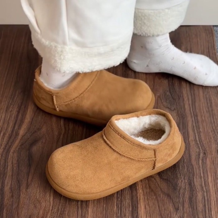 Giày Birkenstock khoai tây nhỏ phong cách cổ điển dành cho nữ, giày bốt đi tuyết dày nhung, giày co