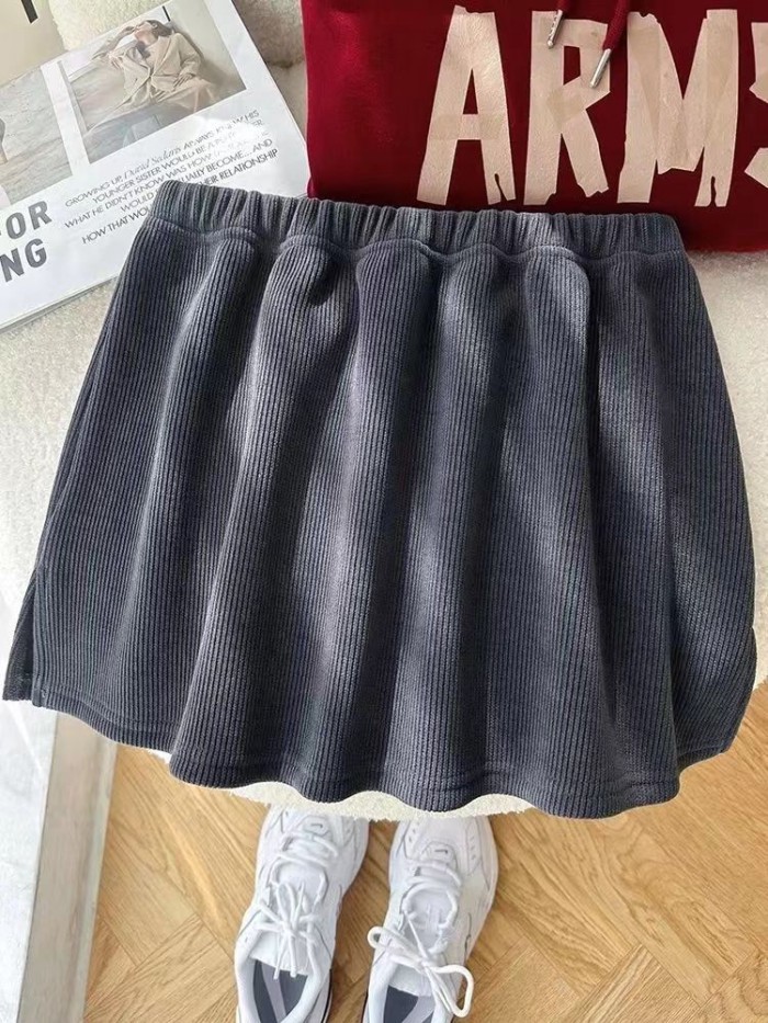 Chân váy nhung nữ, váy giả hai dây, xếp lớp bên trong, rèm mông váy đa năng