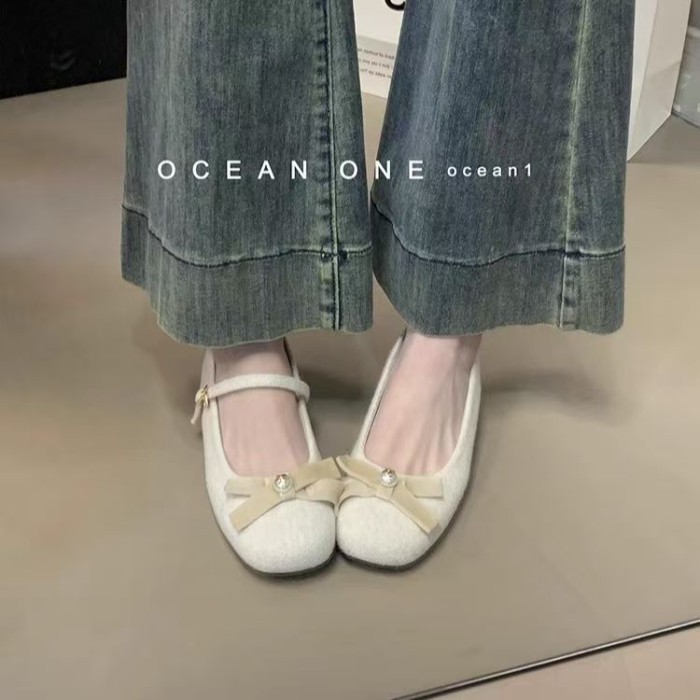 Giày ngọc trai nơ tăng chiều cao bên trong Gentle Mary Jane dành cho nữ