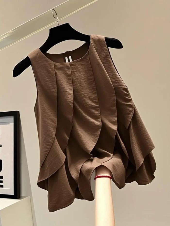 Áo vest không tay xù thiết kế phong cách Hàn Quốc dành cho nữ mùa hè kiểu dáng mới dáng rộng