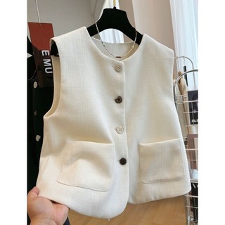 mùa xuân thu tính khí cổ tròn nhỏ phù hợp với áo vest áo khoác nữ Pháp tính khí bên ngoài mặc áo