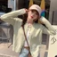 Áo len len mỏng màu trơn phong cách Hàn Quốc dành cho nữ có nút cài áo cardigan dệt kim thông thườn