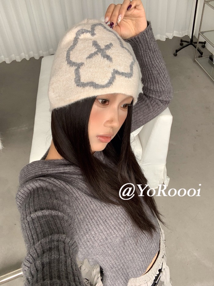 Mũ len Jacquard dệt kim phong cách Hàn Quốc, giữ ấm hiệu quả