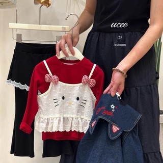 Sơ mi đáy ngọt ngào, áo kiểu baby, áo thun dài tay phối ren nơ phong cách hàn quốc cho bé gái