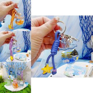Móc khóa bể cá biển gia đình đại dương có con dấu Rùa Cá ngựa Người đam mê thiết kế