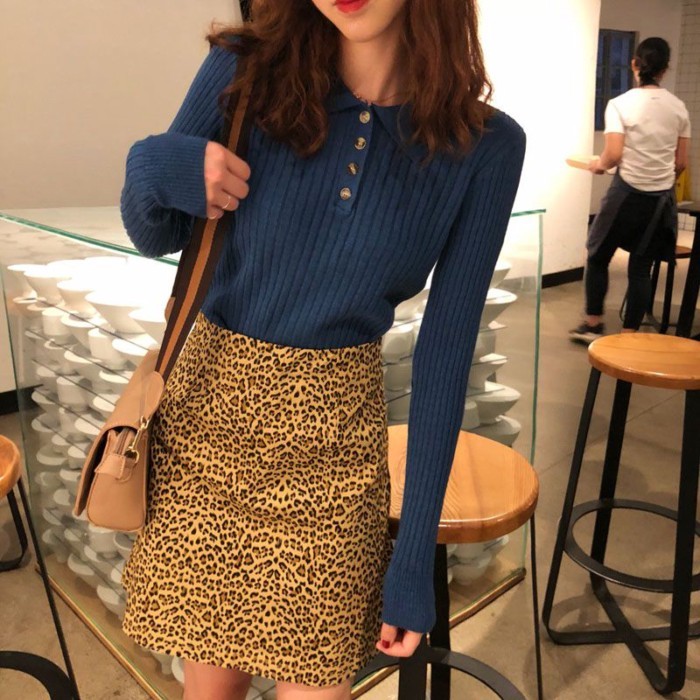 Áo len cổ polo nữ xuân thu Hàn Quốc Áo len chui đầu dài tay ôm đáy áo sơ mi hàng đầu